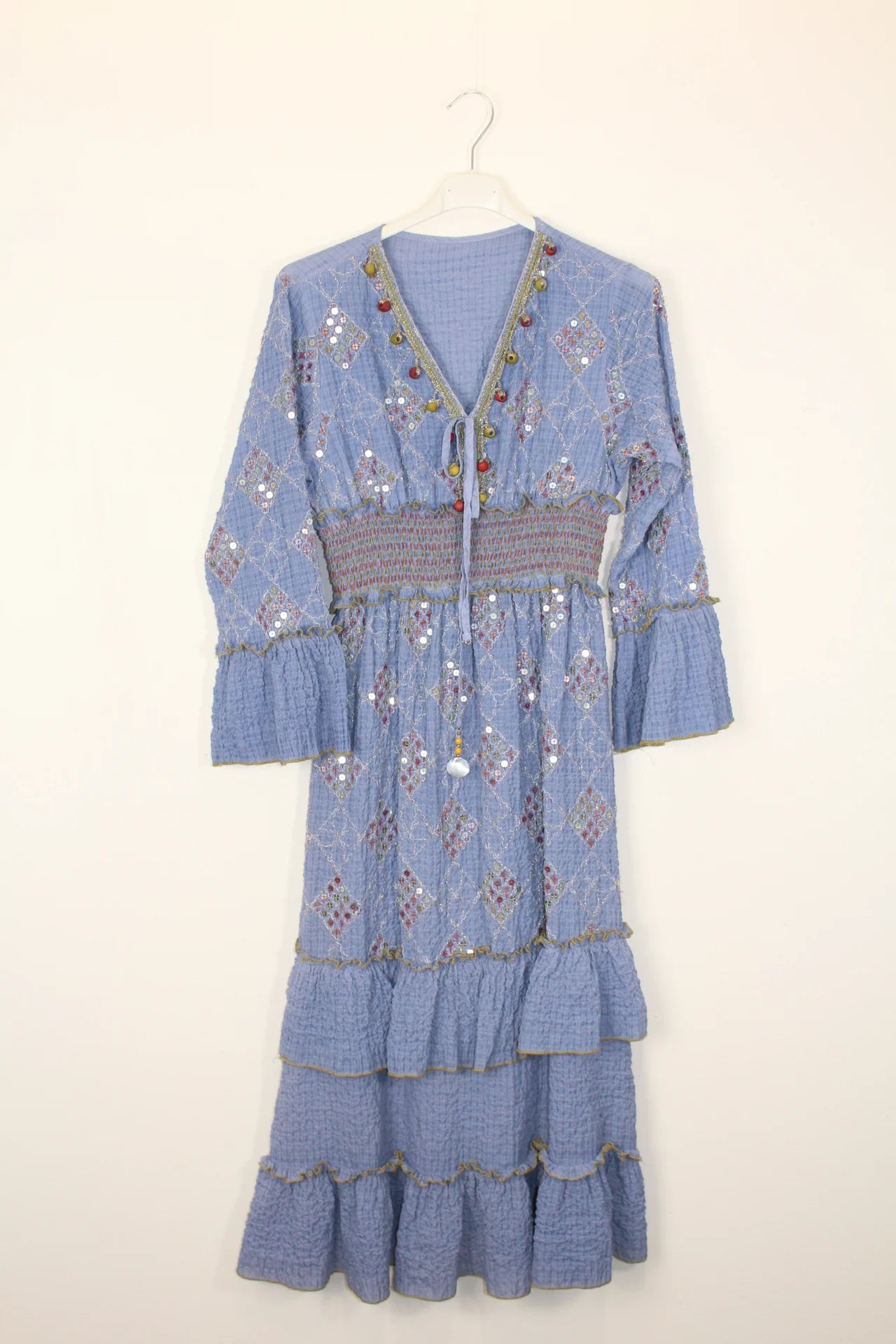 TDSQM Sequin Embroidered Maxi Dress — Denim