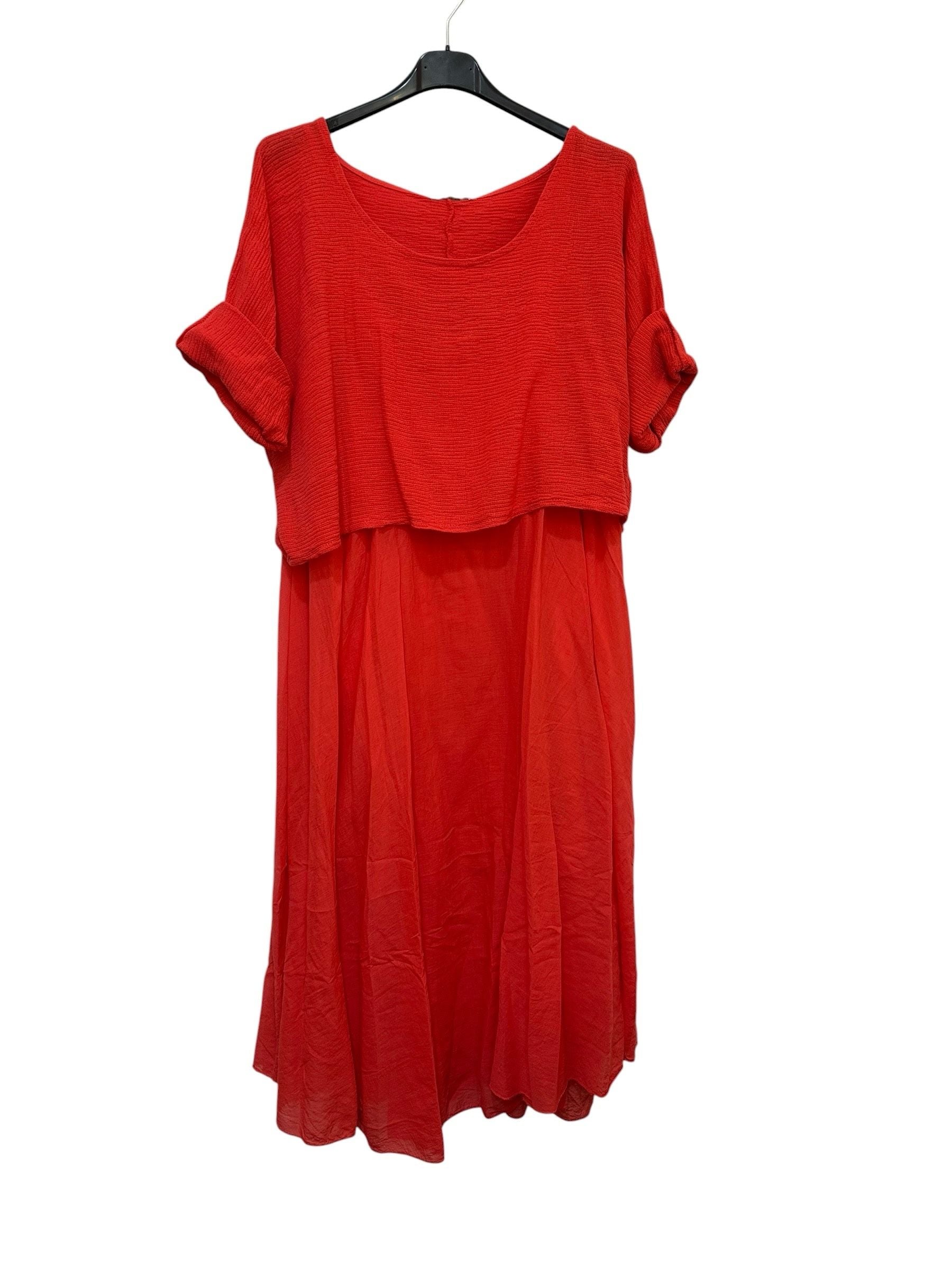 VC2PCSCOR Cotton Two-Piece Midi Dress Set Coral – LOOWIE