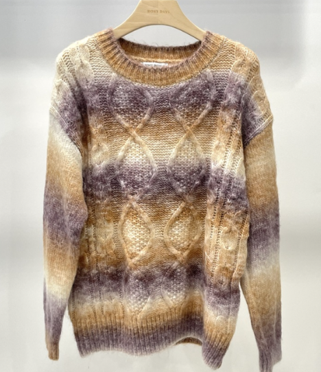 005 Camel Purple Tie-dye Cozy Sweater One Size LOOWIE