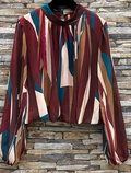 ELSTR Italian One Size Striped Wine Printed Blouse LOOWIE