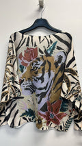 VIZT Zebra Tiger  Round Knit Printed Sweater LOOWIE