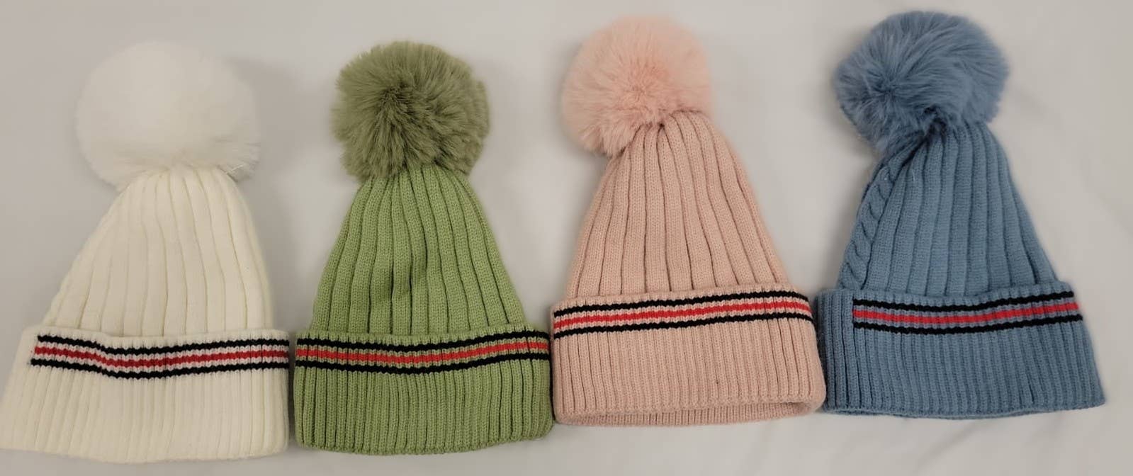 BOS2 Cable Knit Cosy Warm Fake Fur Pom Beanie Hat LOOWIE