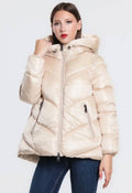 327 Cream Beige  Warm Polyester Fun Puffer Jacket LOOWIE