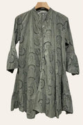 9802S Olive One Size Cotton English Embroidery Short Dress