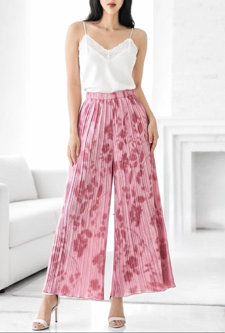 ESTRWLRTD Italian OS Printed Wide Leg Pants Rose Tie Dye