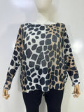 Z994 Brown Giraffe  Round Knit Printed Sweater LOOWIE