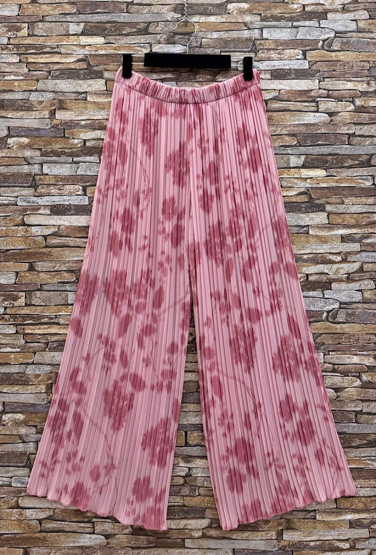 ESTRWLRTD Italian OS Printed Wide Leg Pants Rose Tie Dye
