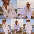 PALMW White Palm Trees Oversized Gauze Cotton Shirt LOOWIE