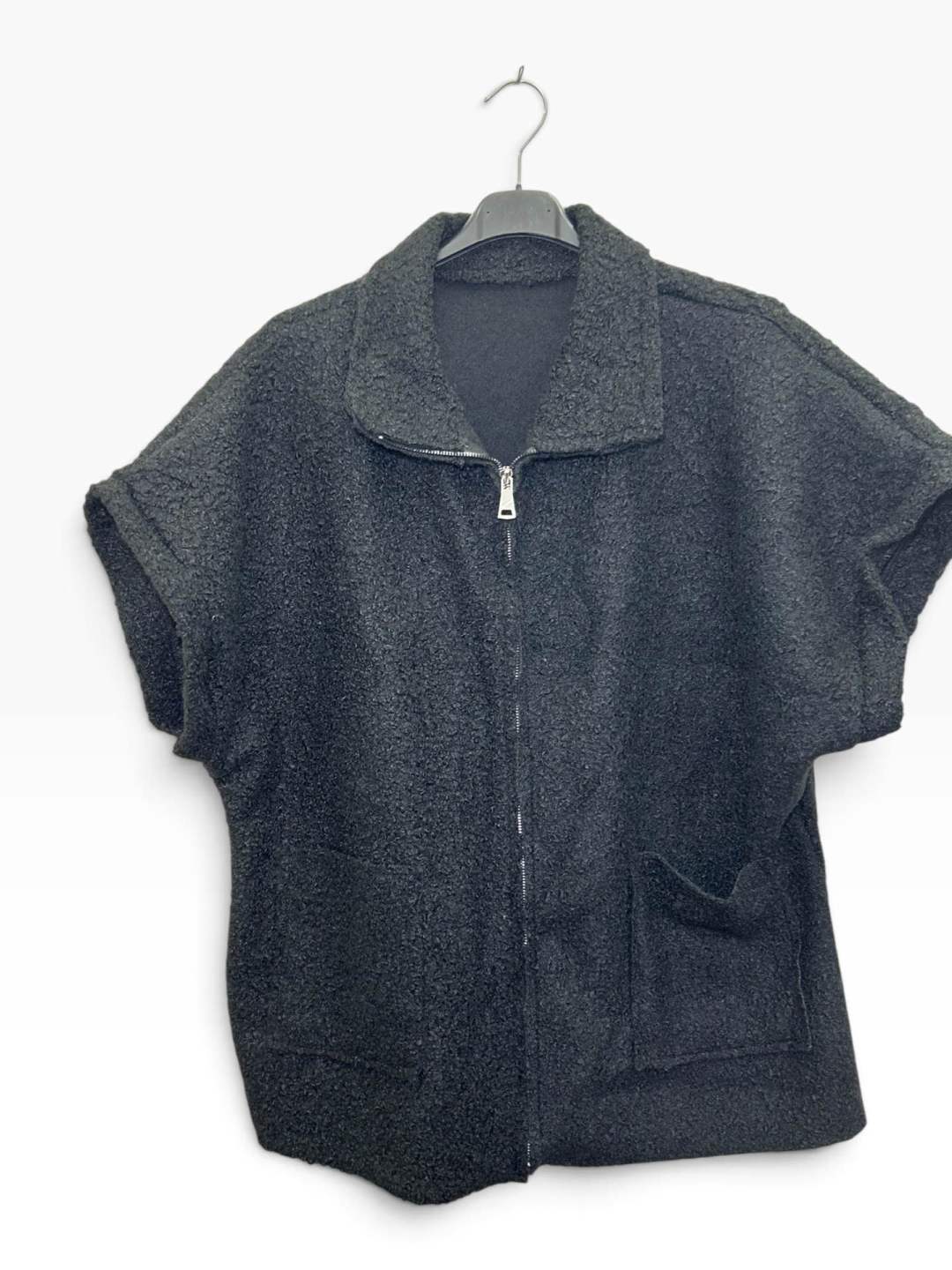VM121 Black Sherpa Zip Jacket