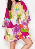 95EMBP Purple Cotton Leaves Eyelet Dress Cover Up