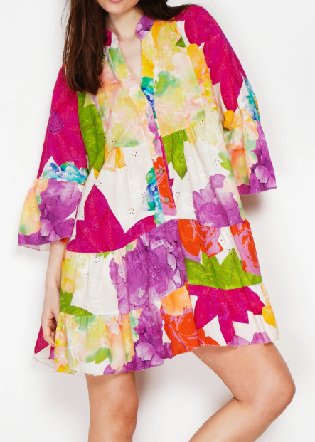 95EMBP Purple Cotton Leaves Eyelet Dress Cover Up