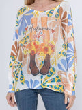 C051 Beige Fall Vibes Knit Printed Sweater LOOWIE