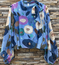 ELFLB Italian One Size Blue Floral Printed Blouse LOOWIE