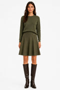 LUPKS8 Khaki Pleated Knit Skirt