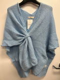 22258 Italian Knit Blue Cozy Warm Poncho w/ Loop LOOWIE