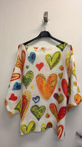 VILOVM Multi LOVE Hearts Knit Printed Sweater 3/4 sleeves