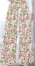 ELPSFP Italian Wide Legs Pink Floral Summer Pants LOOWIE