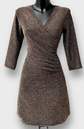ELSHBR Italian Bronze Elegant Shimmering Wrap Dress LOOWIE