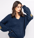 MA8322 Elbow Heart V-Neck Sweater