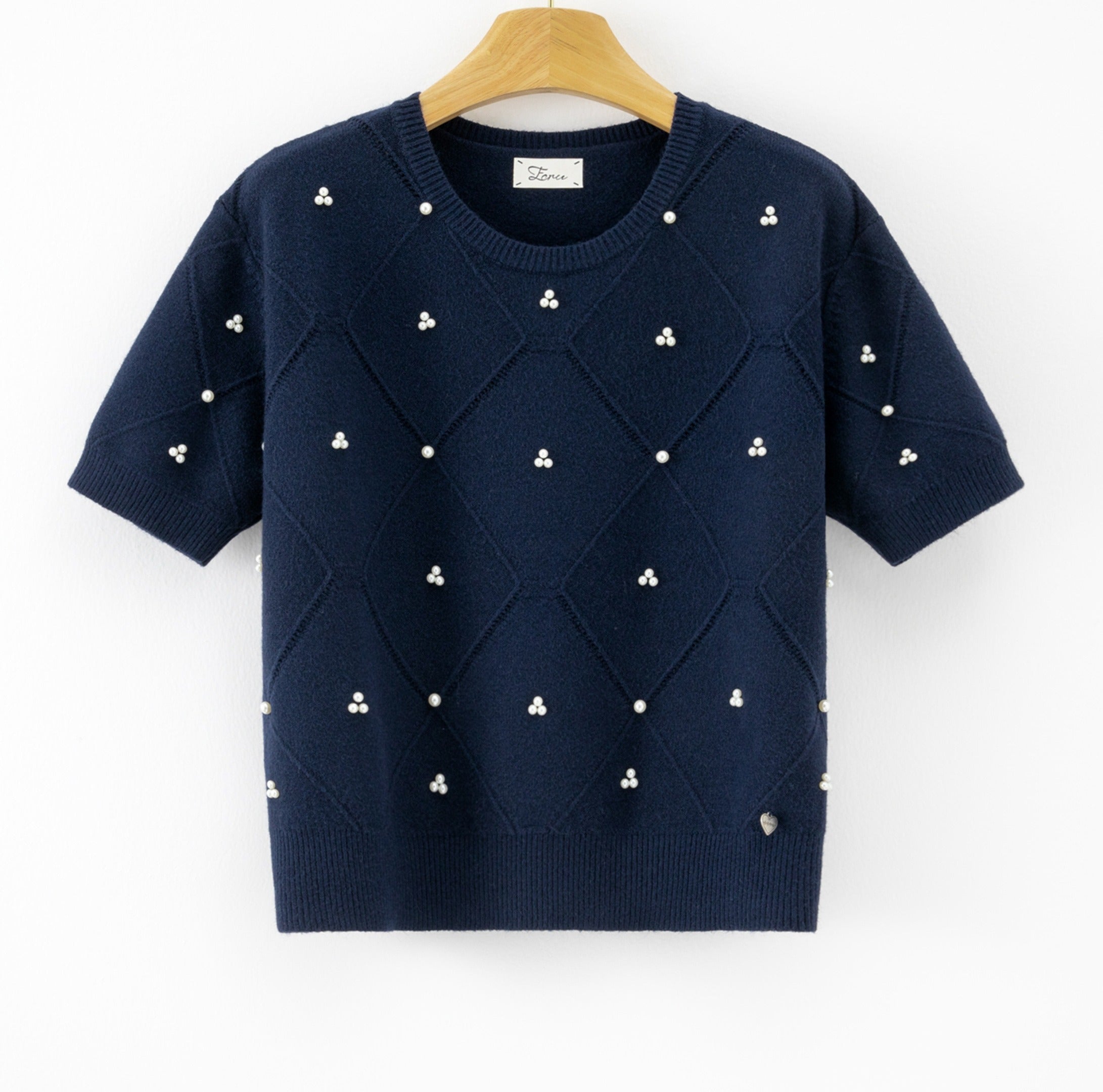 LUBDS11 Navy Beaded Diamond Sweater