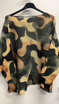 VICA2 Olive Camo Round Knit Printed Sweater LOOWIE