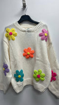 OF11 Multi Patched Daisy Floral Knitted Sweater LOOWIE