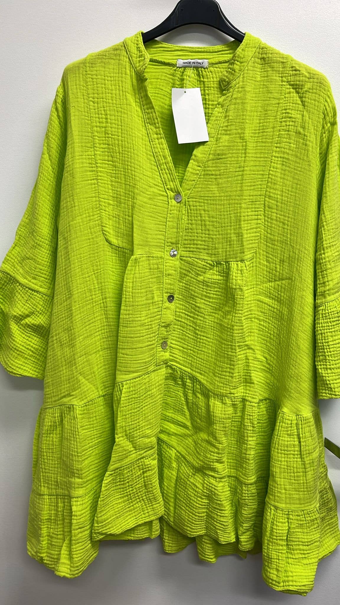 SW181 Apple Gauze Cotton Italian Short Dress 3/4 Sleeves