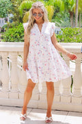 SWFTMWH Floral Tiered Mini Dress White