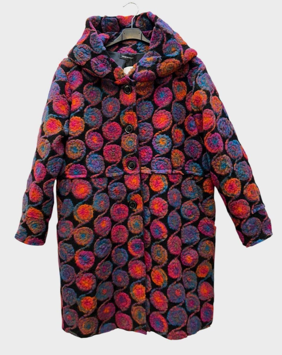 SB36 Magenta Circle Motif Hooded Coat