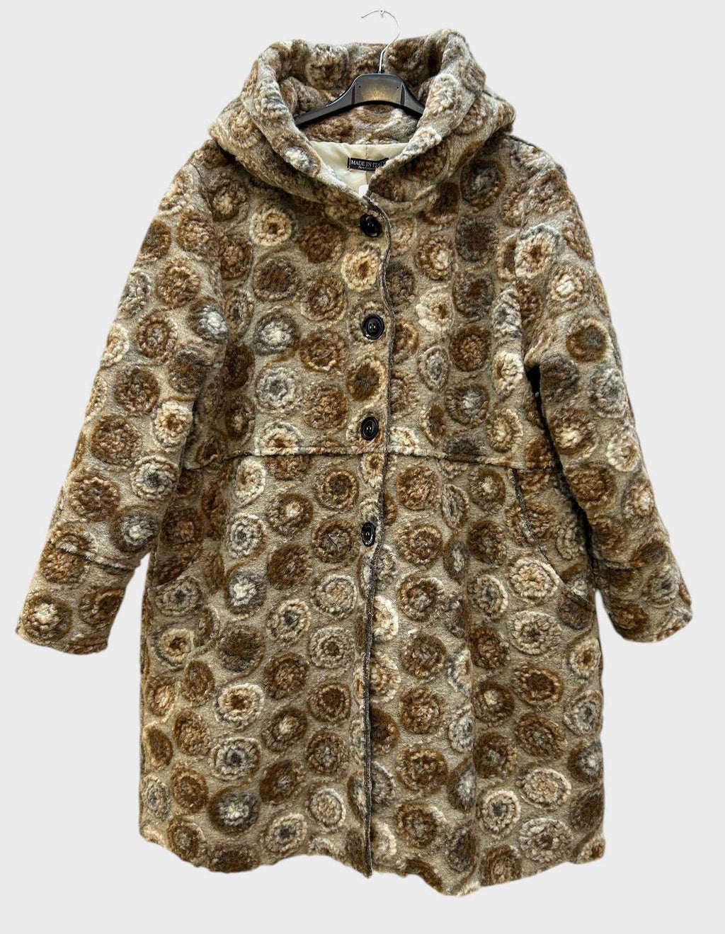SB38 Beige Circle Motif Hooded Coat