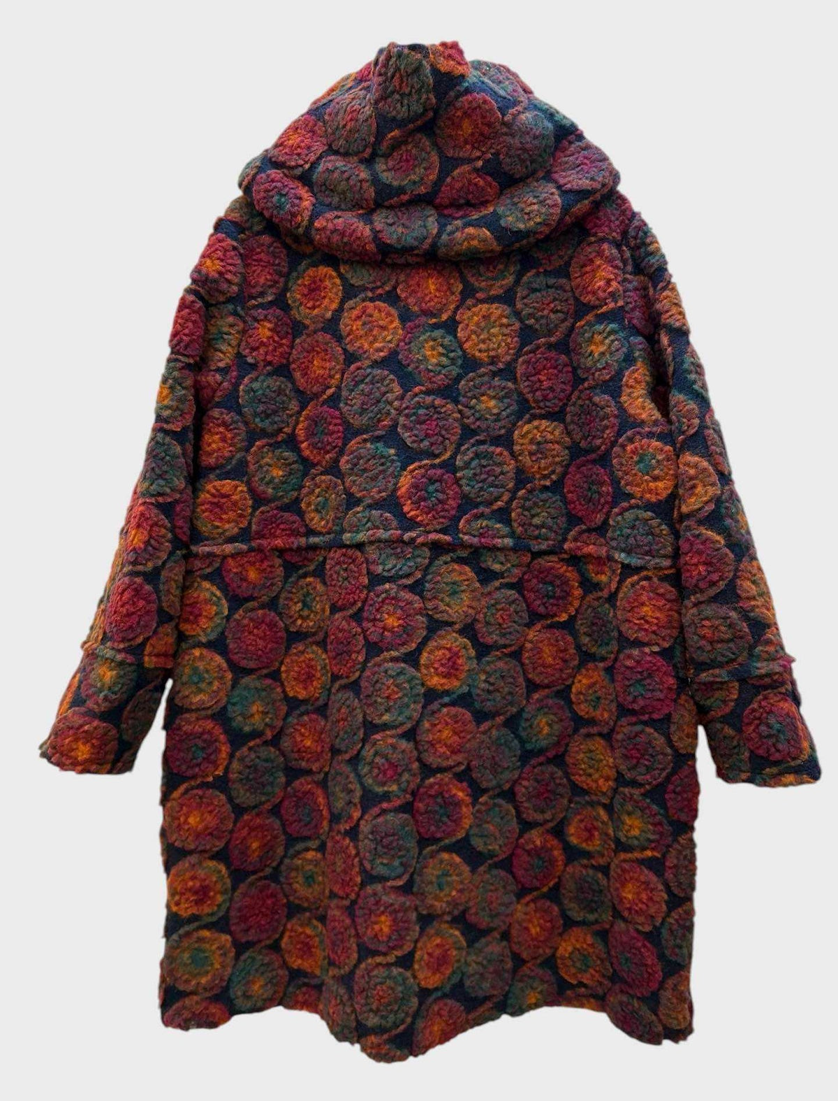 SB39 Burgundy Circle Motif Hooded Coat