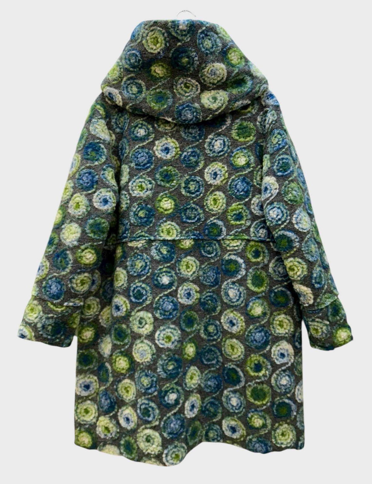 SB40 Celadon Green Circle Motif Hooded Coat