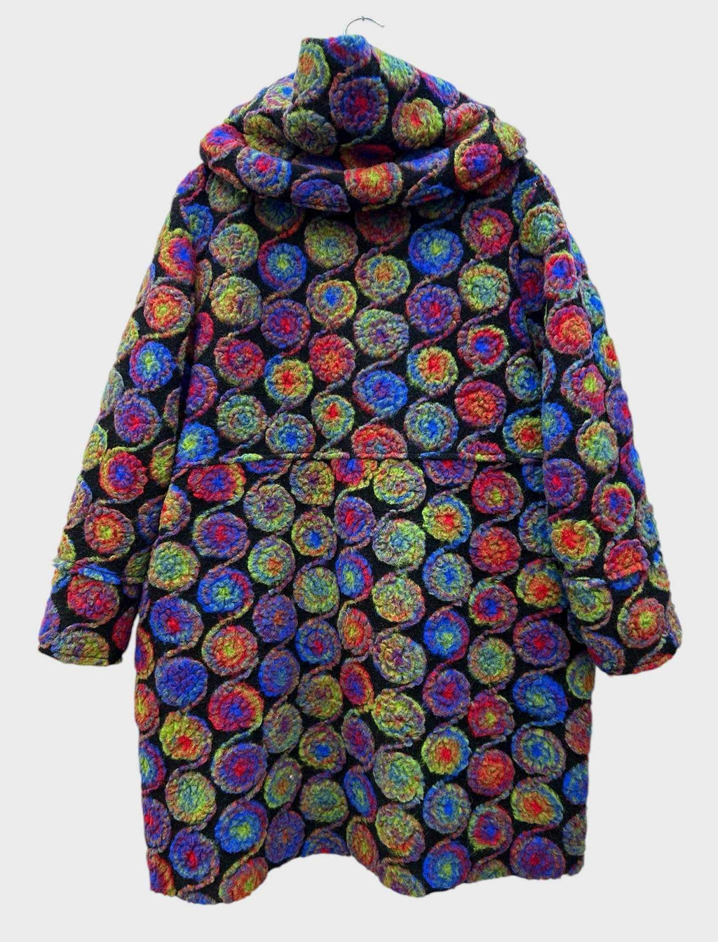 SB41 Green Red Black Circle Motif Hooded Coat
