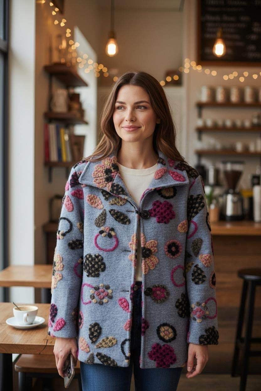 SB13 Light Blue Floral Short Coat
