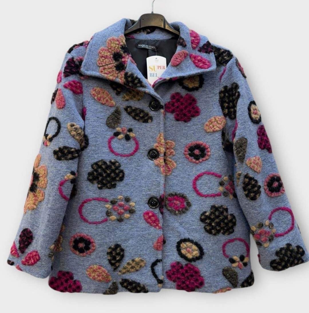 SB13 Light Blue Floral Short Coat