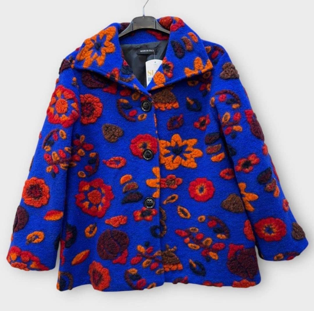SB23 Royal Blue Floral Short Coat