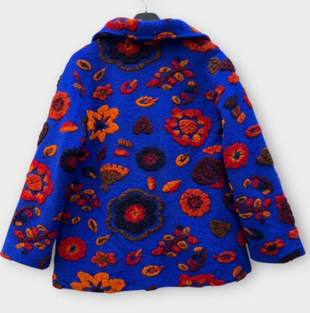SB23 Royal Blue Floral Short Coat