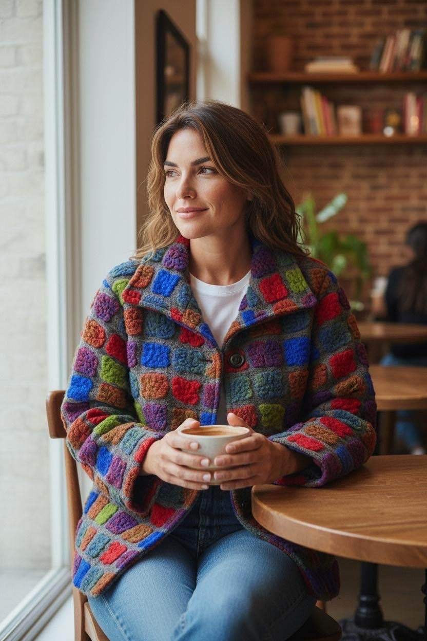 SB24 Multicolor Check Short Coat