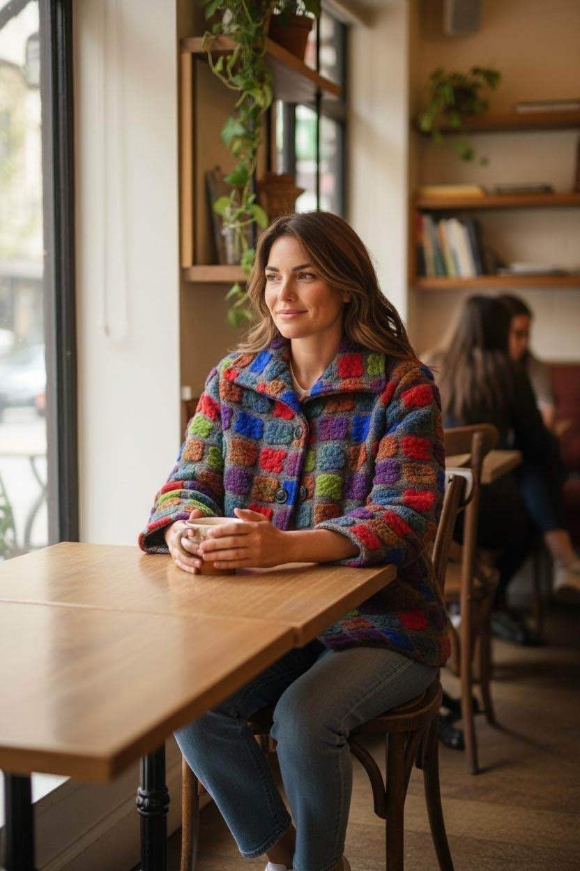 SB24 Multicolor Check Short Coat
