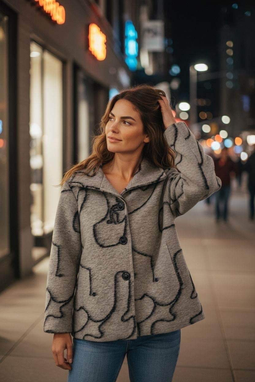 SB25 Beige Line Art Short Coat