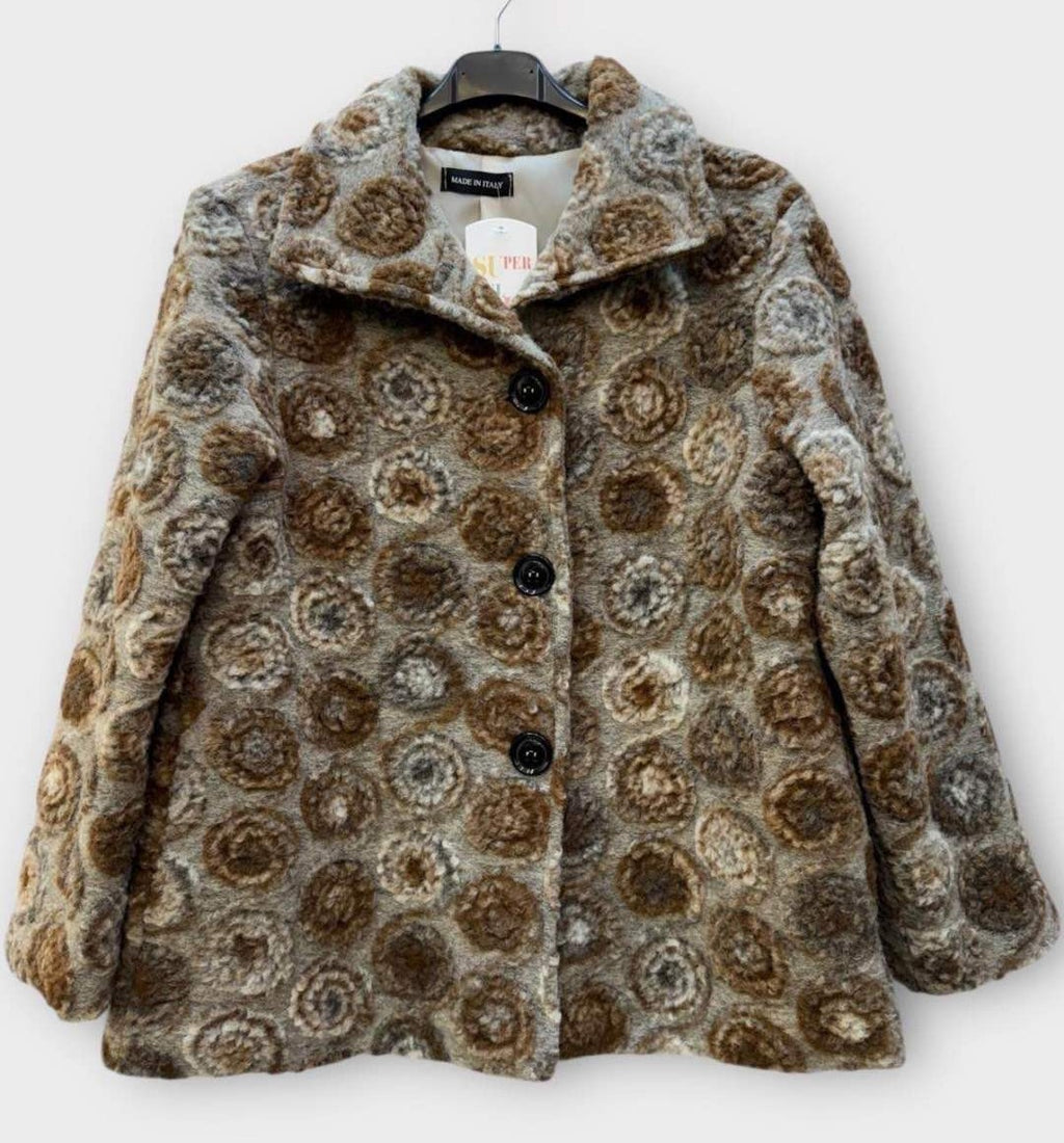 SB15 Taupe Circle Motif Short Coat