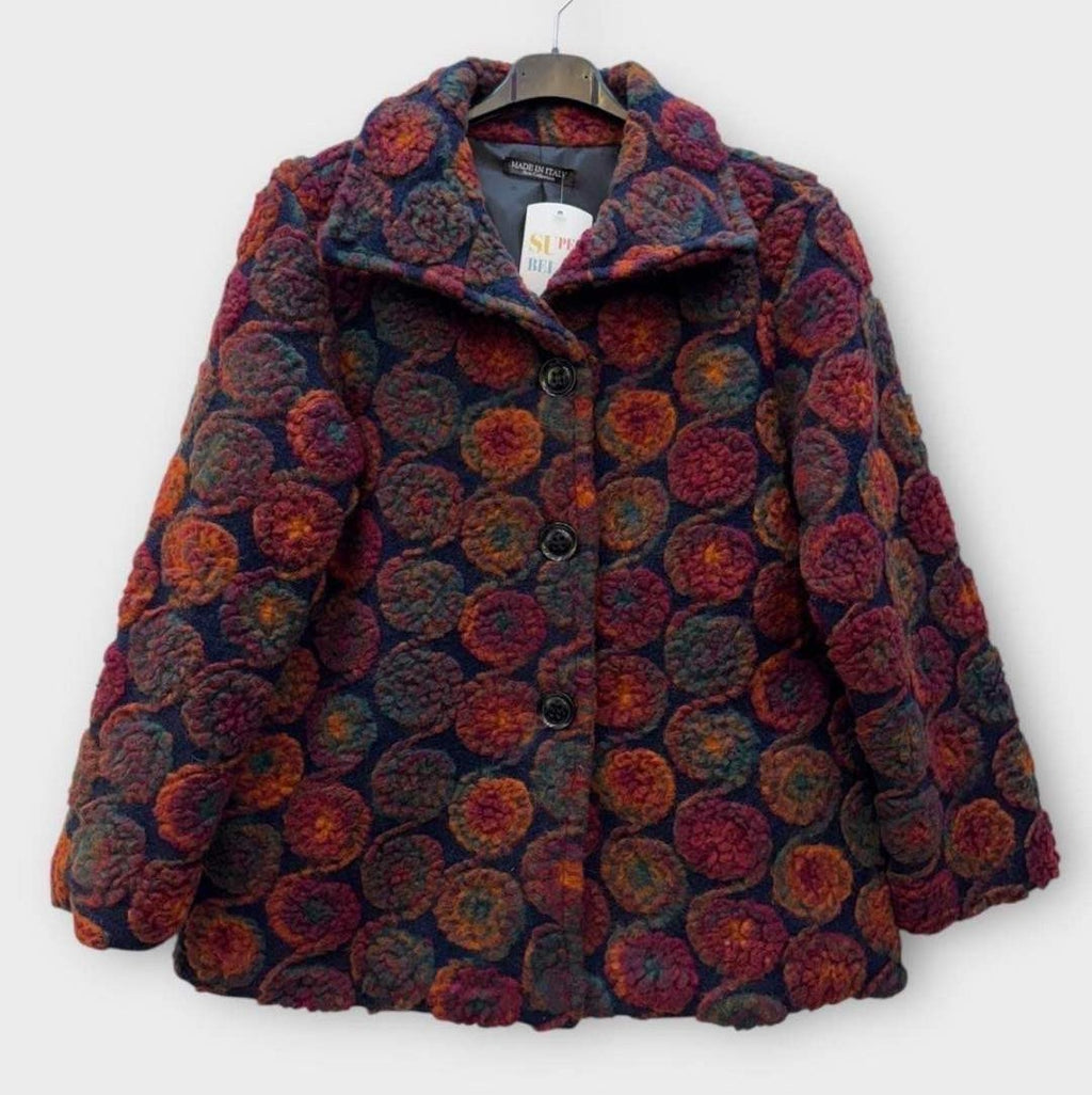 SB17 Navy Rust Circle Motif Short Coat