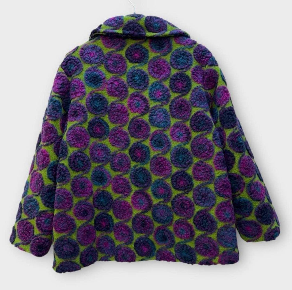 SB18 Apple Green Purple Circle Motif Short Coat