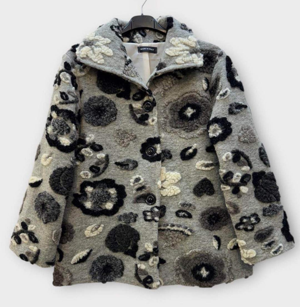 SB19 Grey Black Floral Short Coat