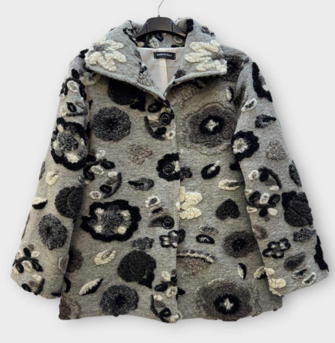 SB19 Grey Black Floral Short Coat