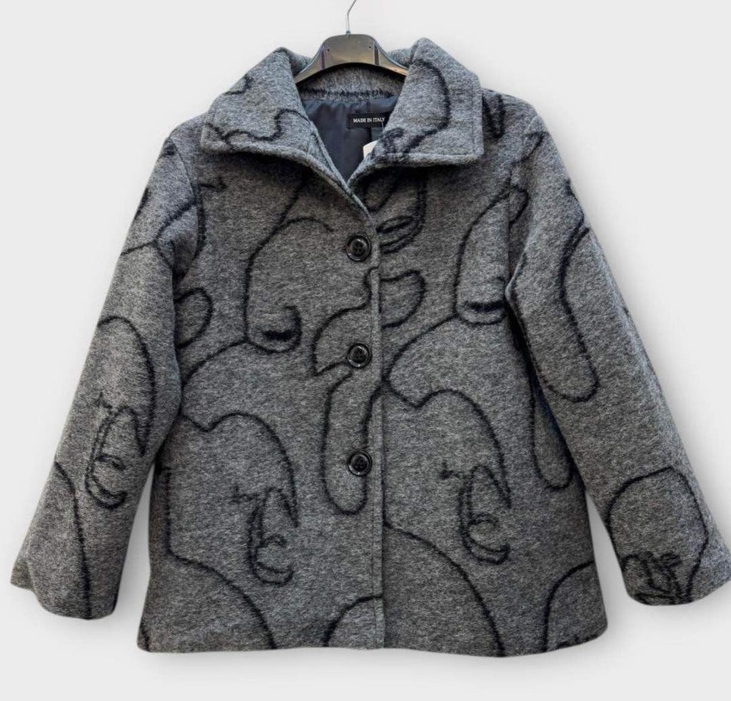 SB22 Grey Black Line Art Short Coat