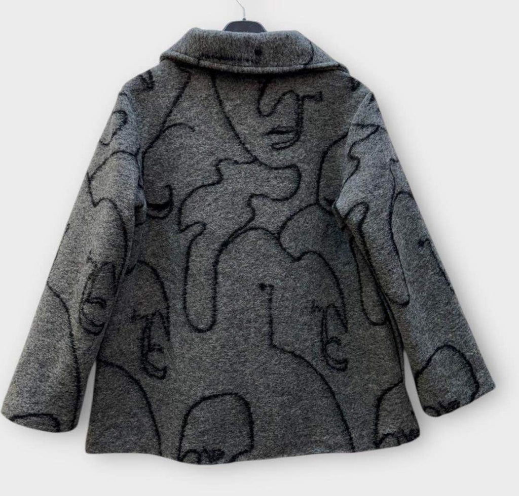 SB22 Grey Black Line Art Short Coat