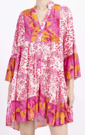 HL10F Italian One Size Pink Leopard Flowing Dress LOOWIE