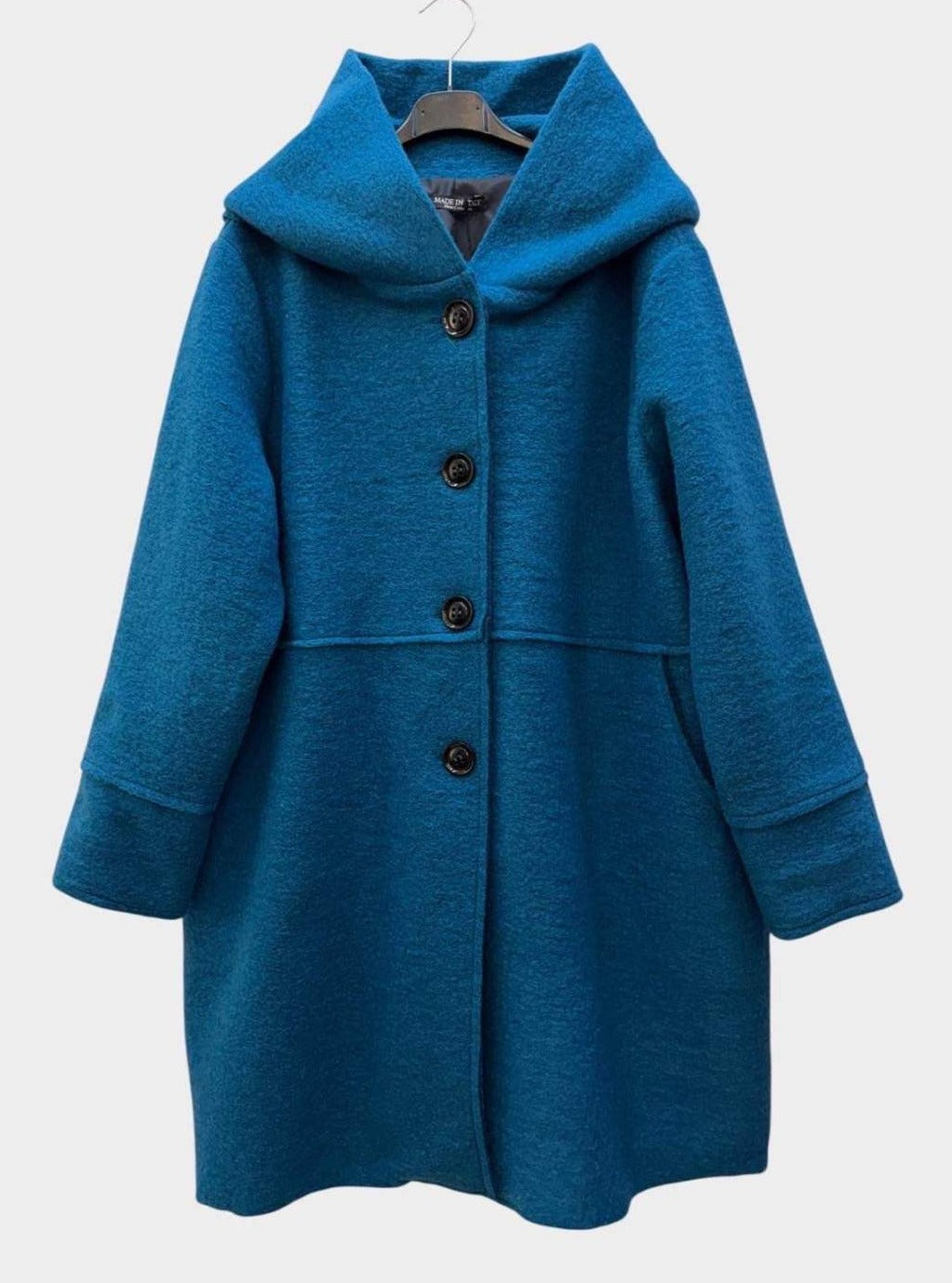 SB26 Teal Hooded Wool Coat