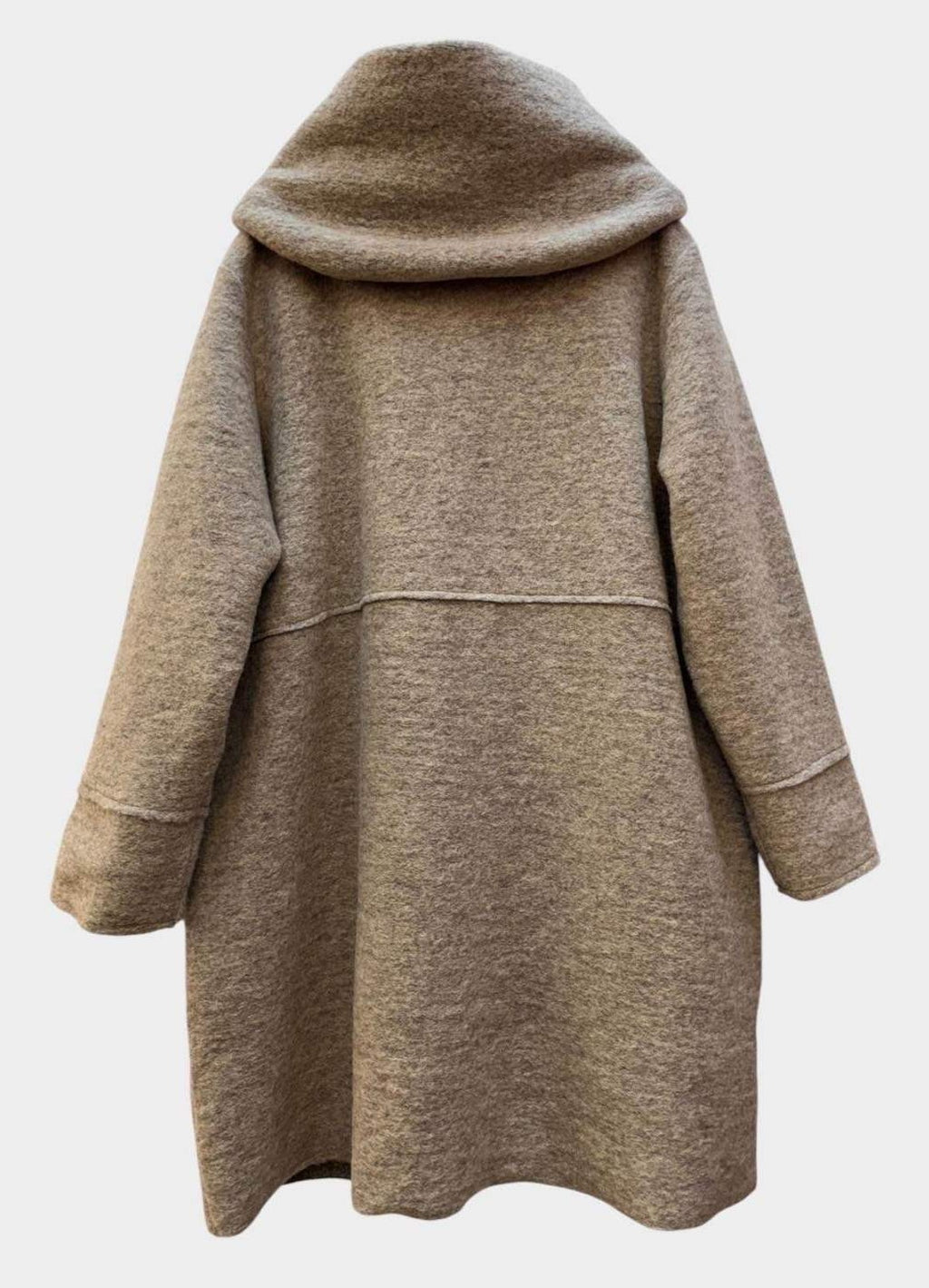 SB27 Beige Hooded Wool Coat